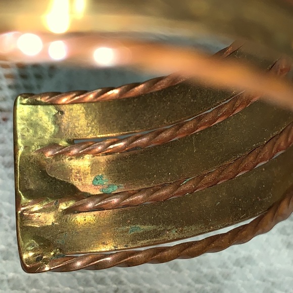 2 vintage mixed/married metals copper silver and brass cuff style bra… - Picture 3 of 13